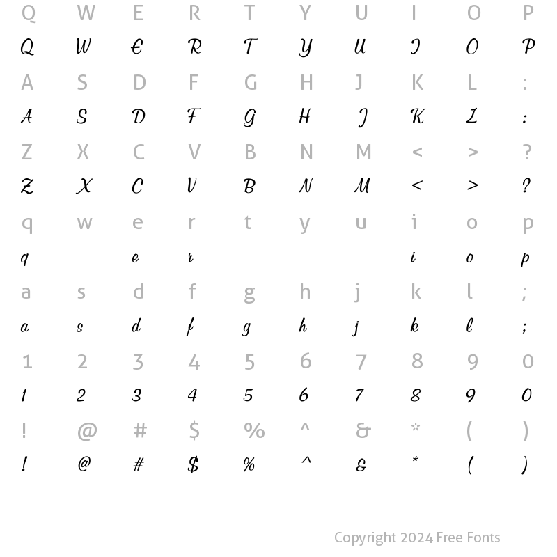 Character Map of Script3 Regular