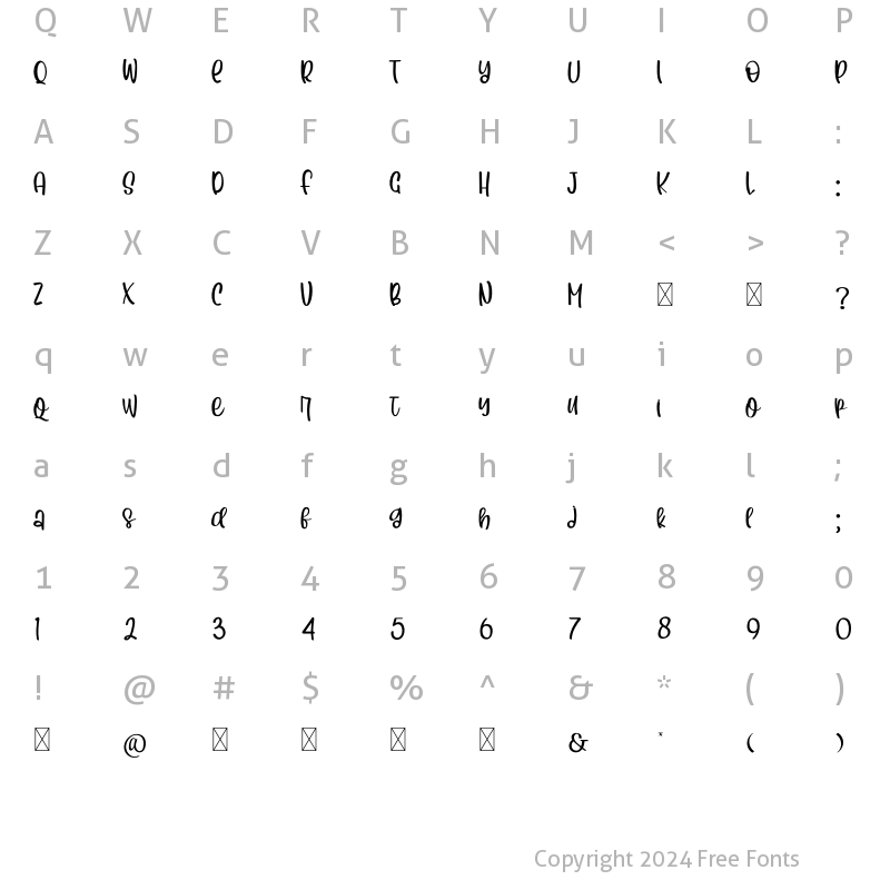 Character Map of Scripted Free Personal Used