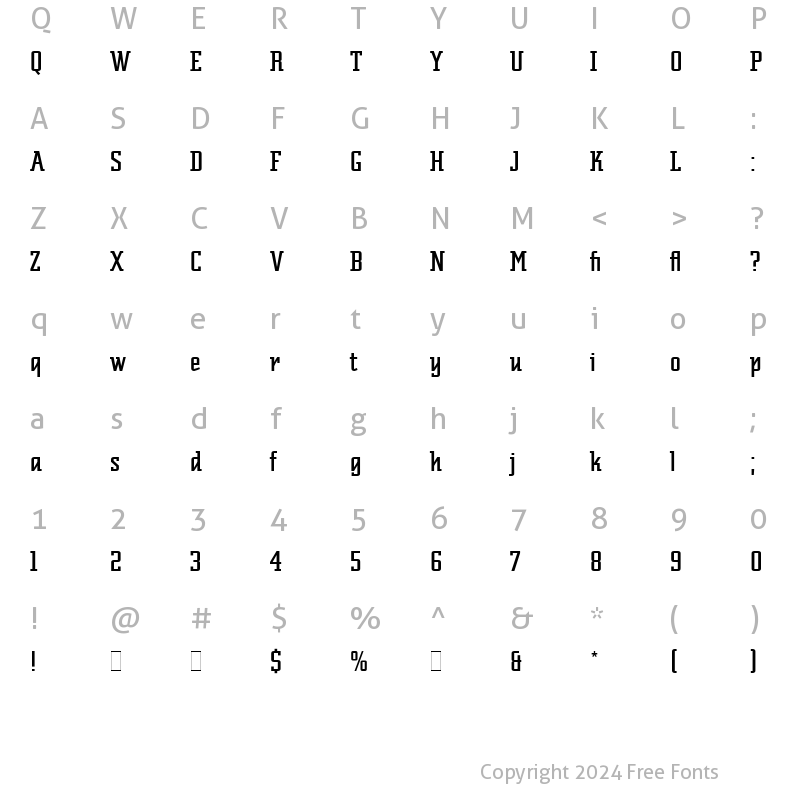 Character Map of Scriptek LET Plain