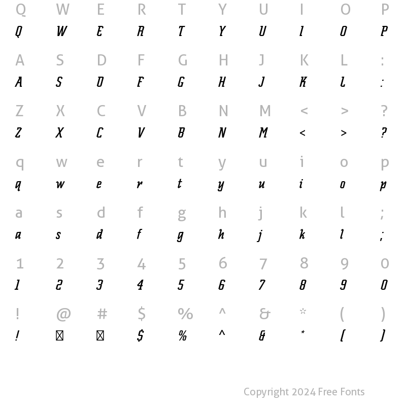 Character Map of Scriptek Std Italic