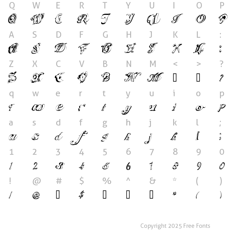 Character Map of ScripteriaCola Regular