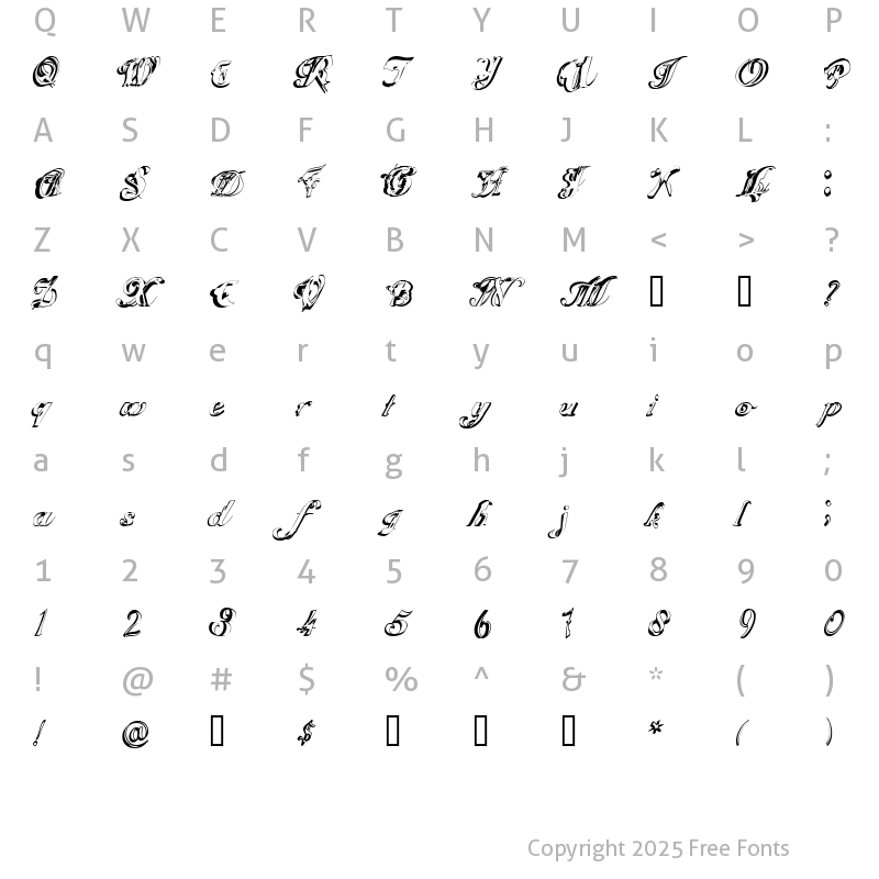 Character Map of ScripteriaGummy Regular