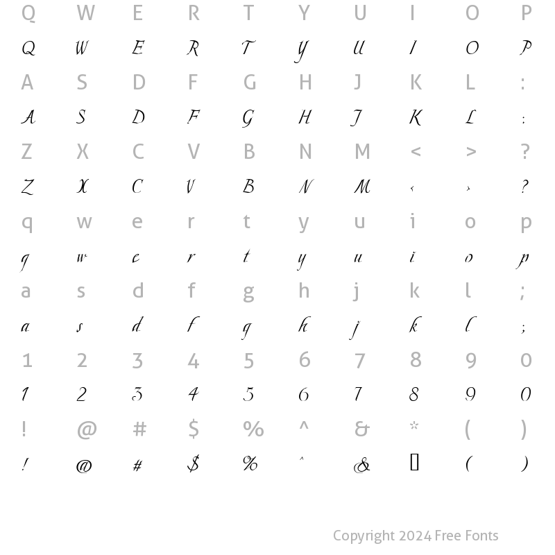 Character Map of Scriptissimo Middle