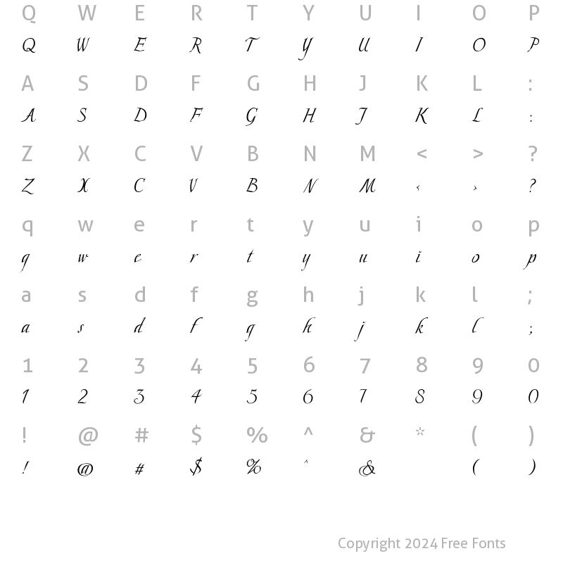 Character Map of Scriptissimo Middle Regular