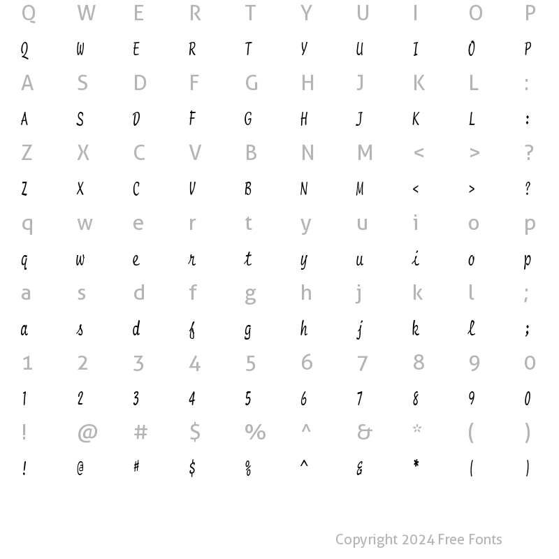 Character Map of ScriptMonoCondensed Regular