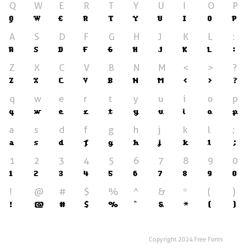 Character Map of Scriptometer Regular