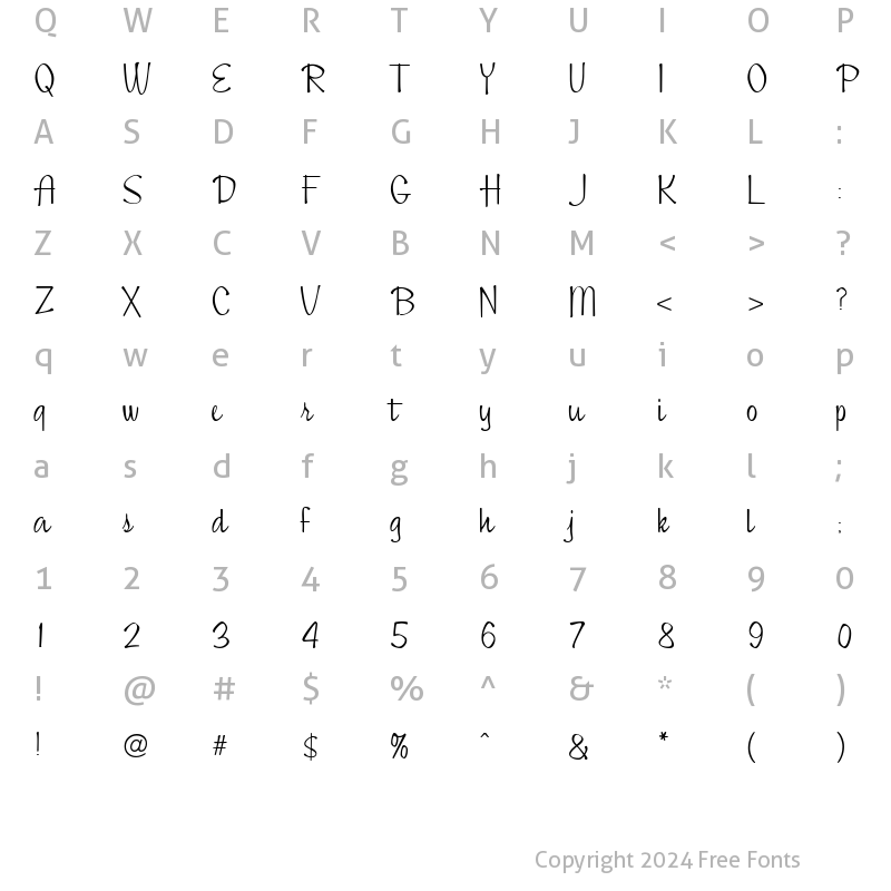 Character Map of Scriptorama Hostess JF Regular