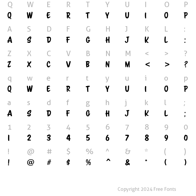 Character Map of ScriptoramaMarkdownJF Regular