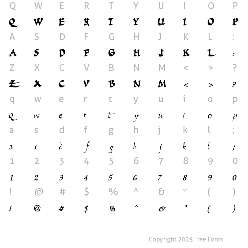 Character Map of ScriptSongBold15 Bold