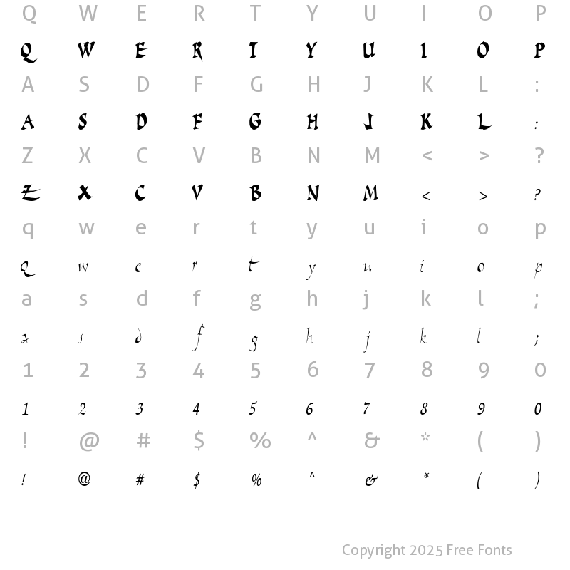 Character Map of ScriptSongBold15 ttcon Bold