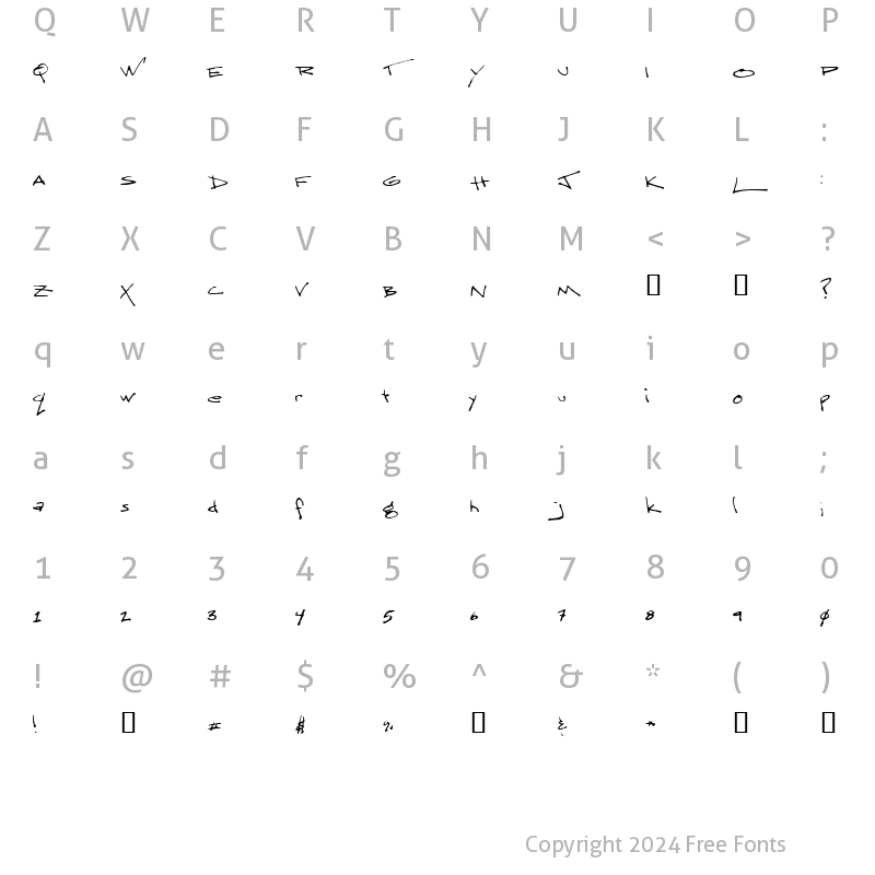 Character Map of ScritchyEye Regular