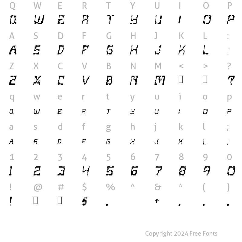 Character Map of Scritzy Regular