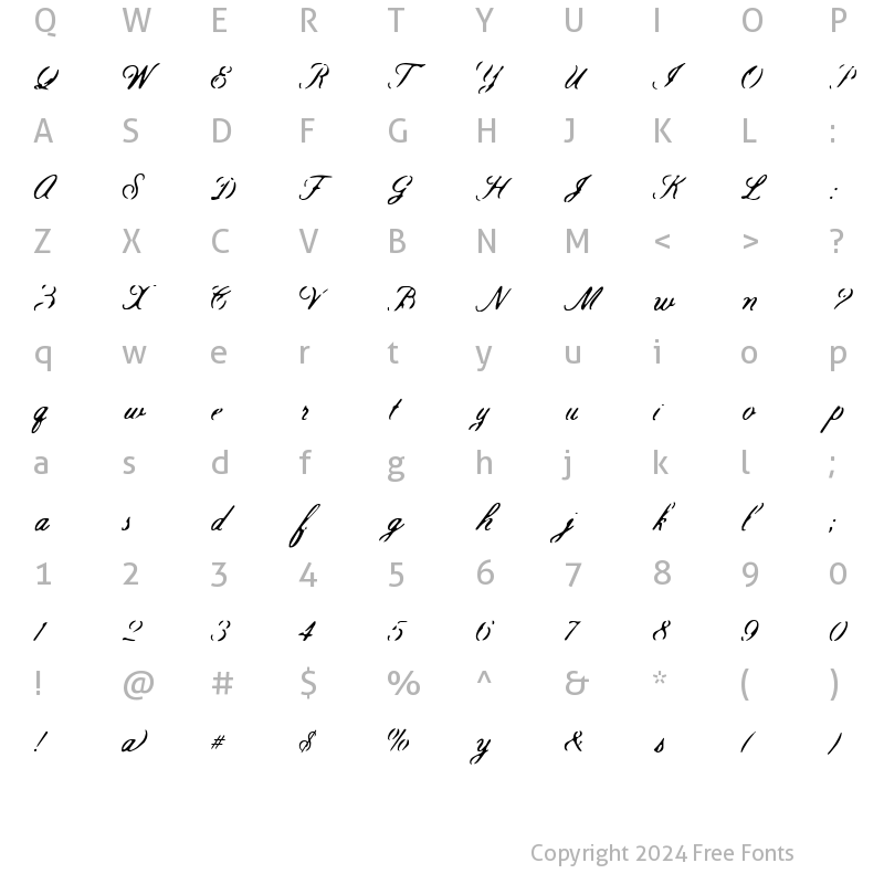 Character Map of Scroll Regular