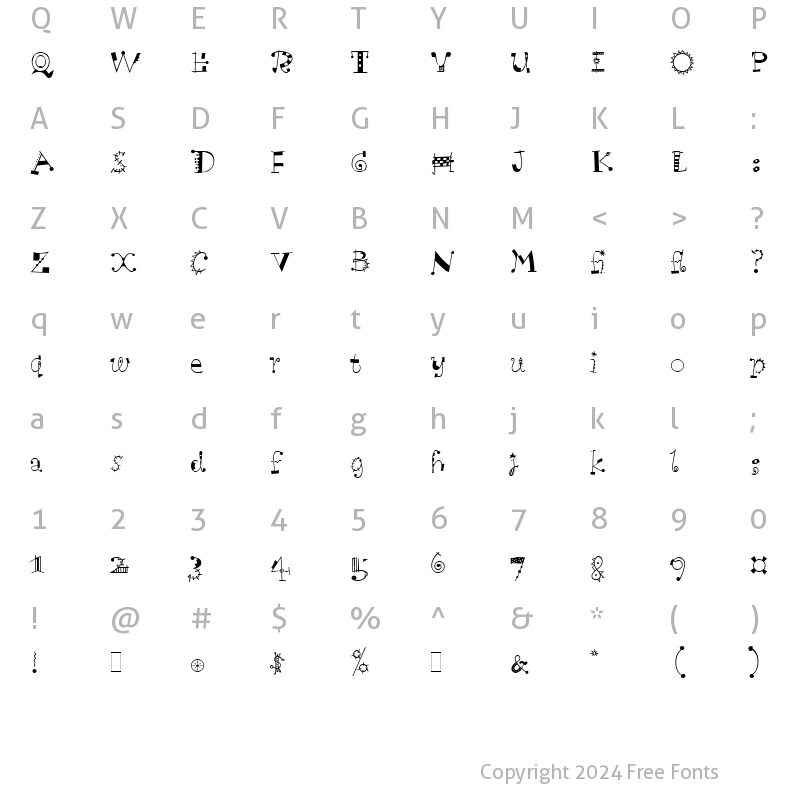 Character Map of Scruff LET Plain