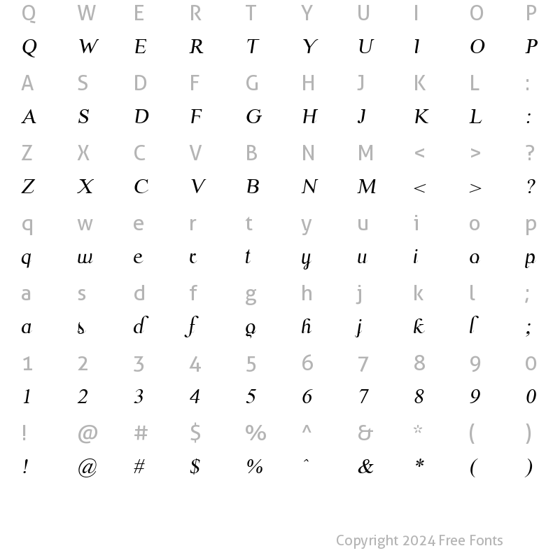 Character Map of Scrypticali Italic Scrypticali Italic