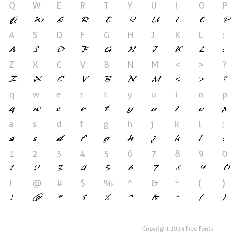 Character Map of Sctratch-Extended Italic