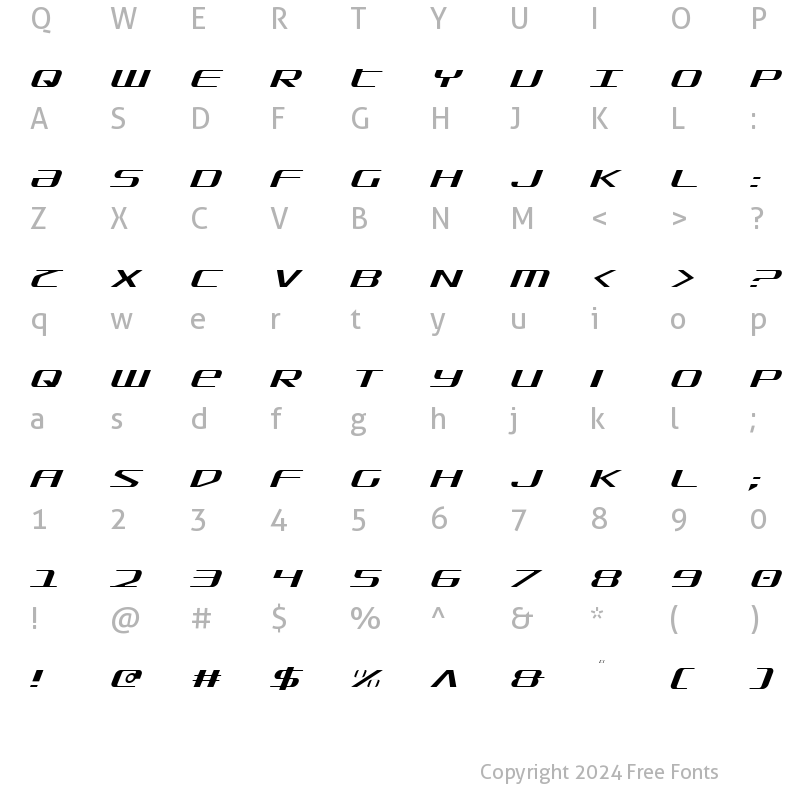 Character Map of SDF Light Italic Light Italic