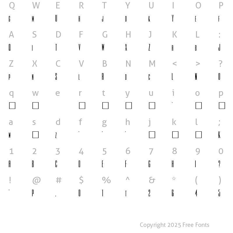 Character Map of Searchlight Regular