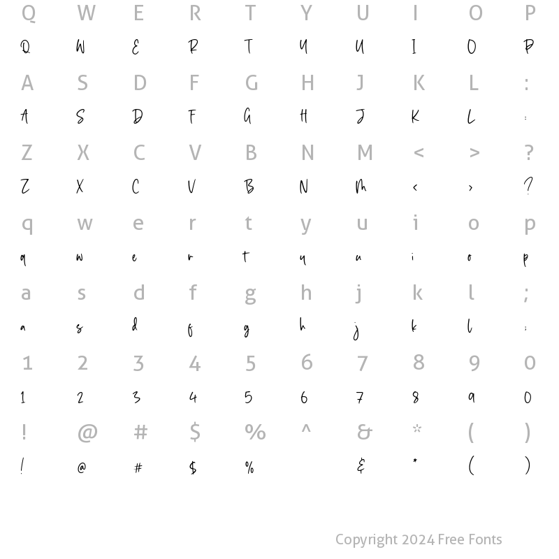 Character Map of Seaside Regular