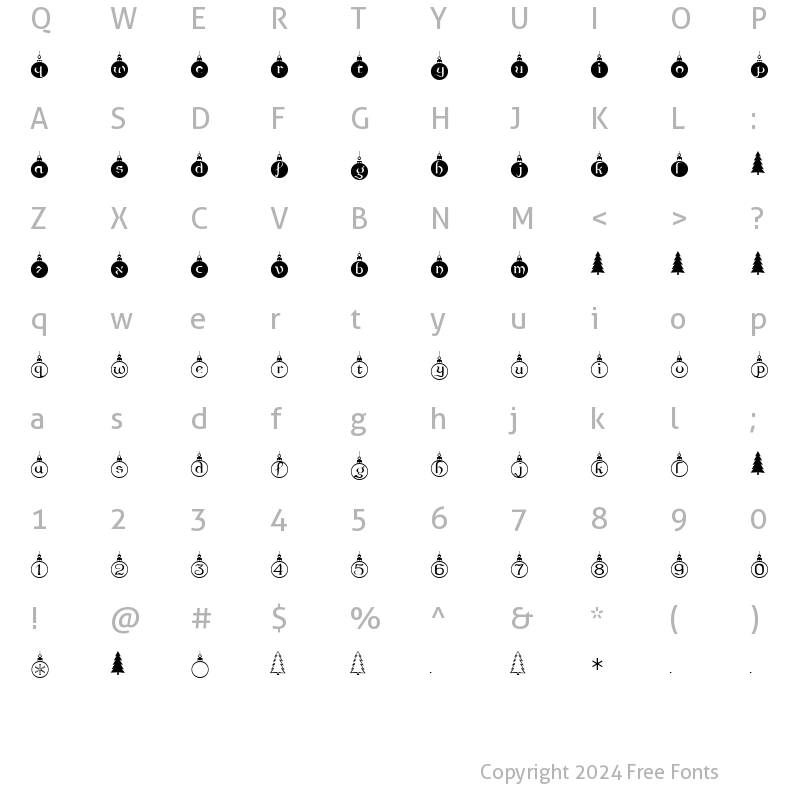 Character Map of SeasonsGreetings Regular