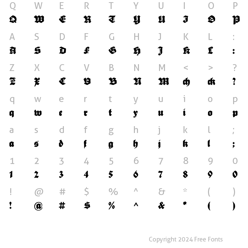 Character Map of Sebaldus-Gotisch Regular