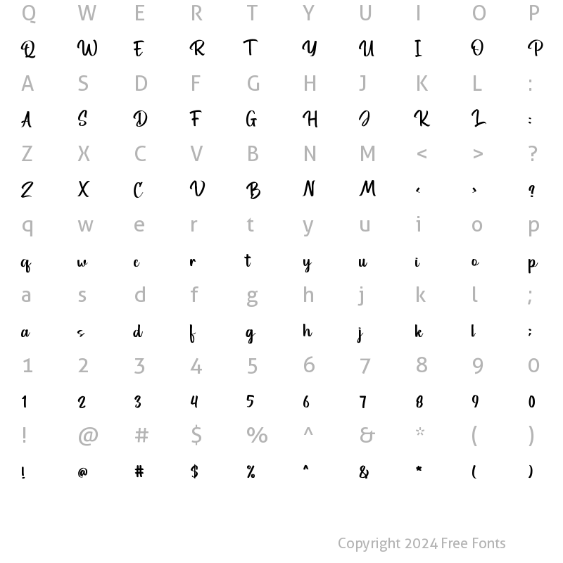 Character Map of Sebitang Regular