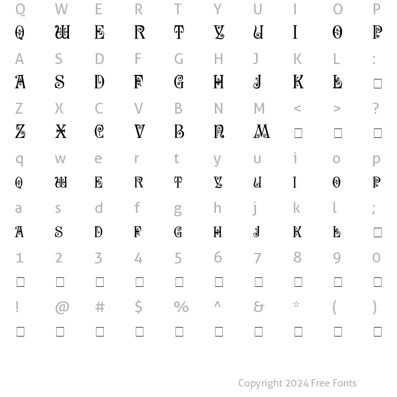 Character Map of SecesjaPL mod Regular