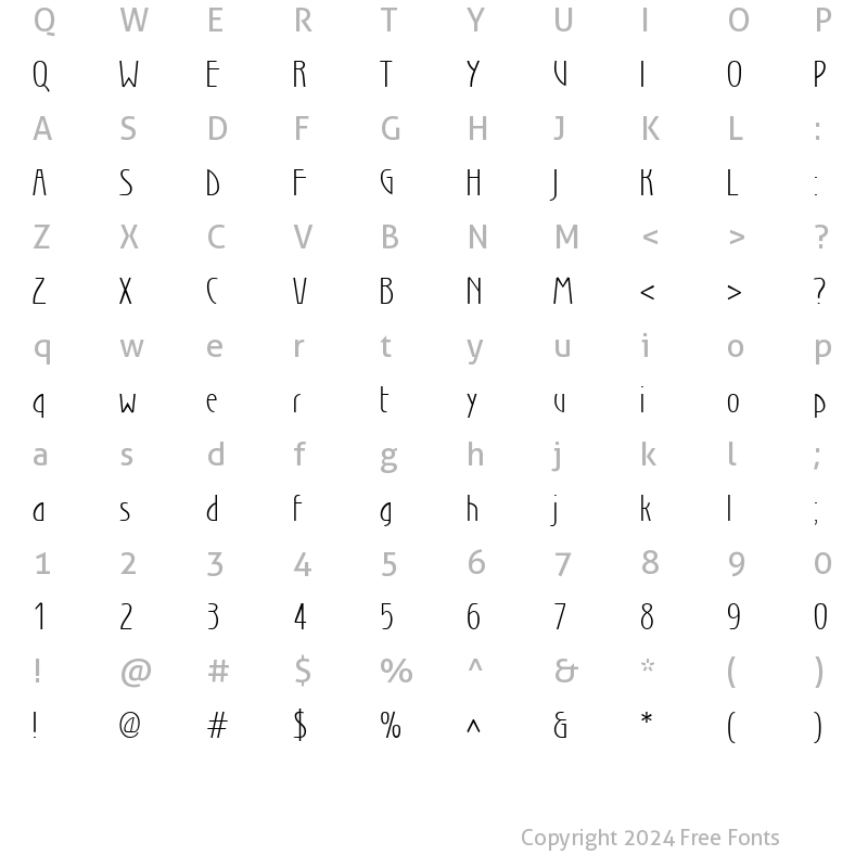 Character Map of SecessionLight Light