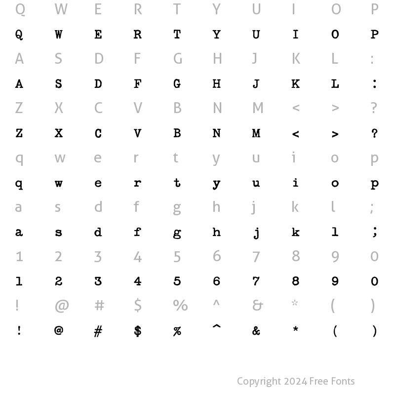 Character Map of Secret Service Typewriter Regular