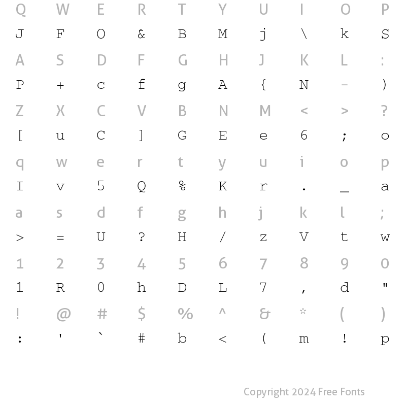 Character Map of SecretCode-Normal Regular