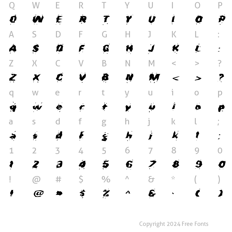 Character Map of SeedPeopleExtended Oblique