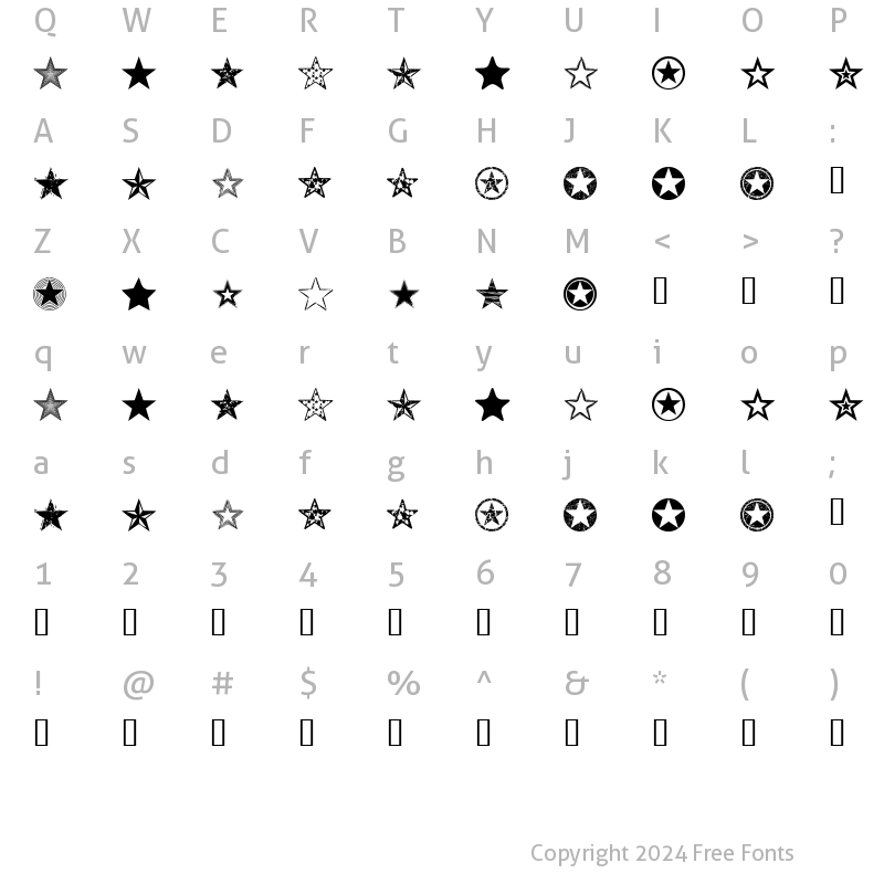 Character Map of Seeing Stars Regular