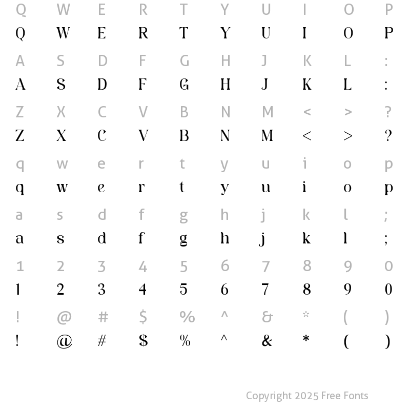 Character Map of Sefara Regular