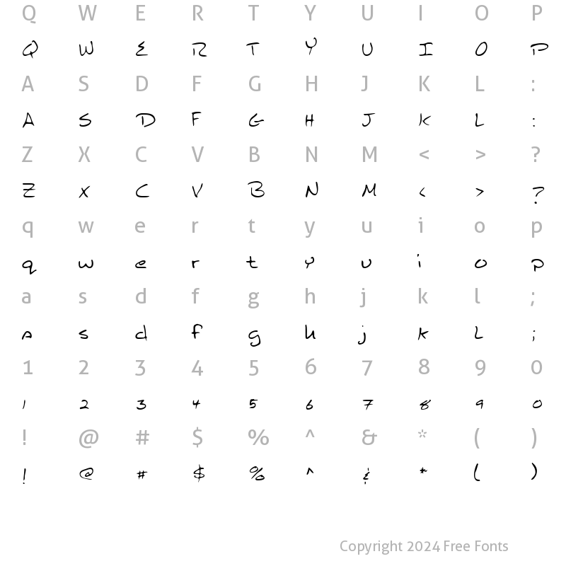 Character Map of SeftonsHand Regular