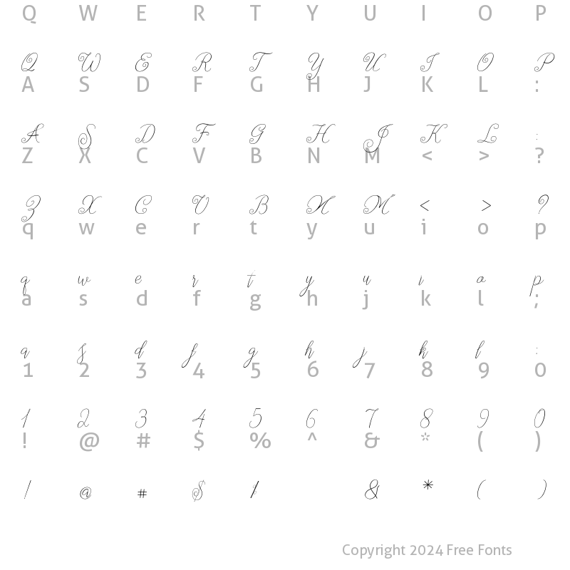 Character Map of Segitha script Regular