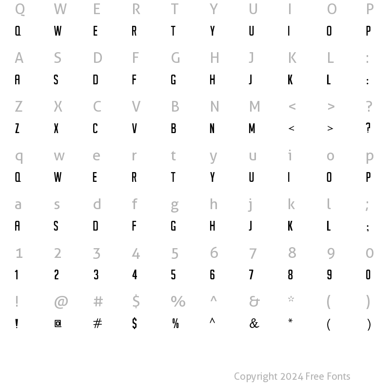 Character Map of Seils Sans Regular