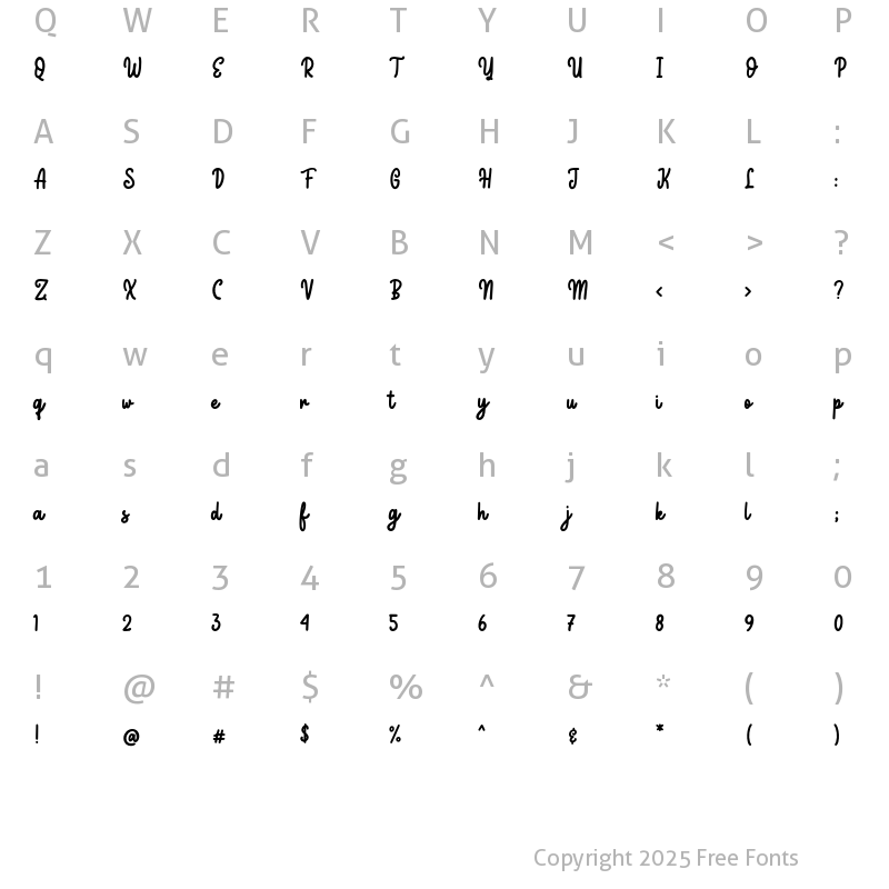 Character Map of Seintolop Regular