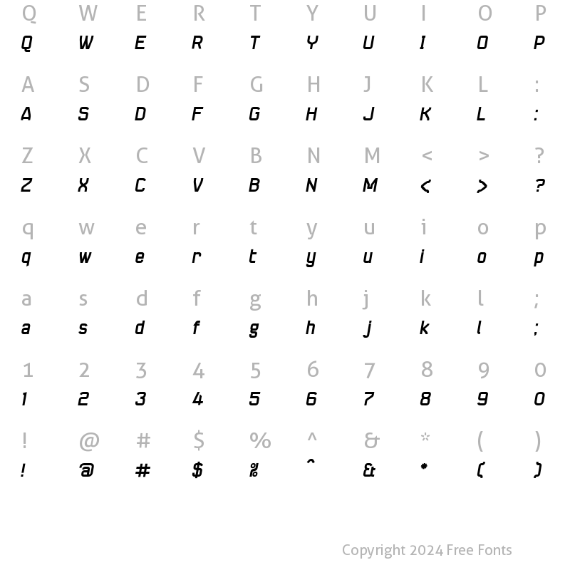 Character Map of Seize Bold Italic