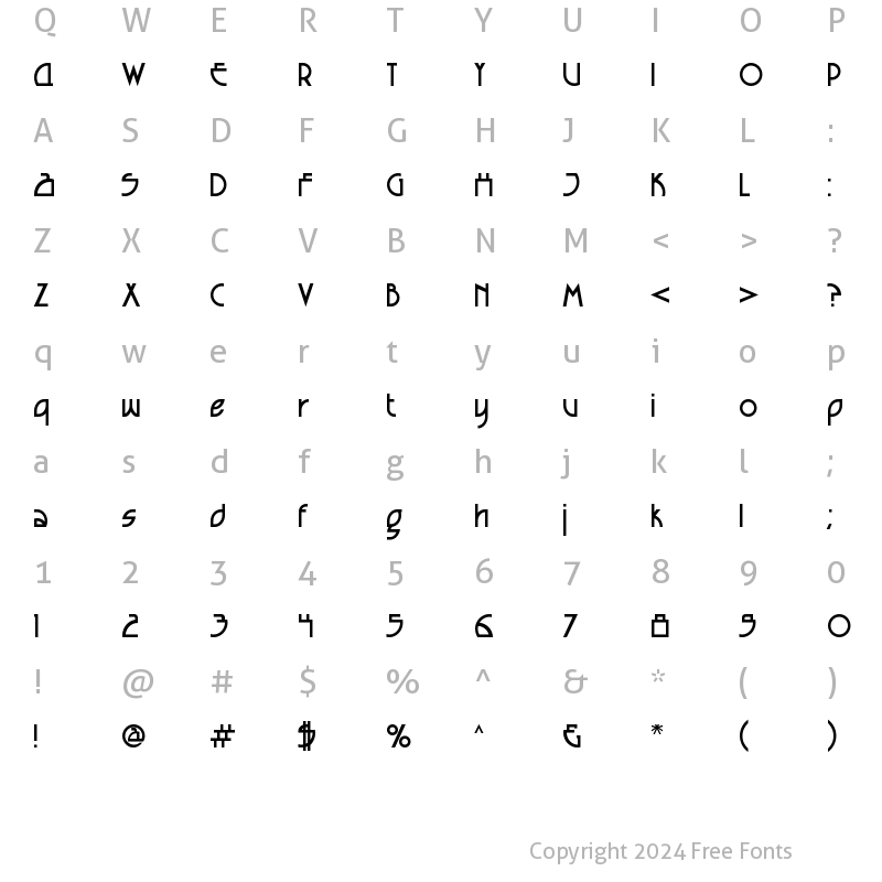 Character Map of Seized Future Regular