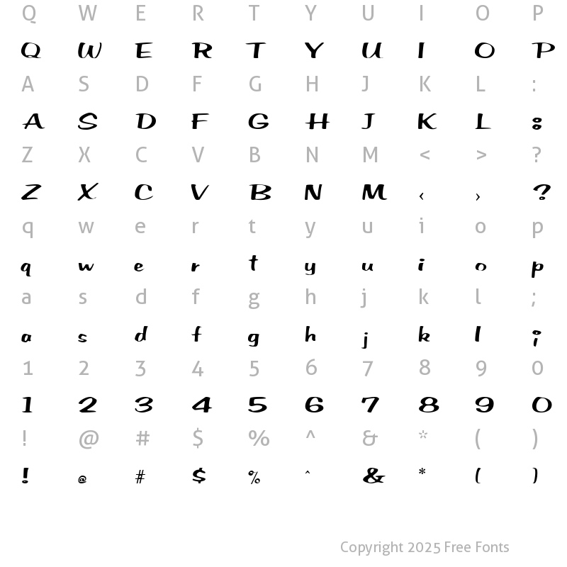 Character Map of SeldaneScript Regular