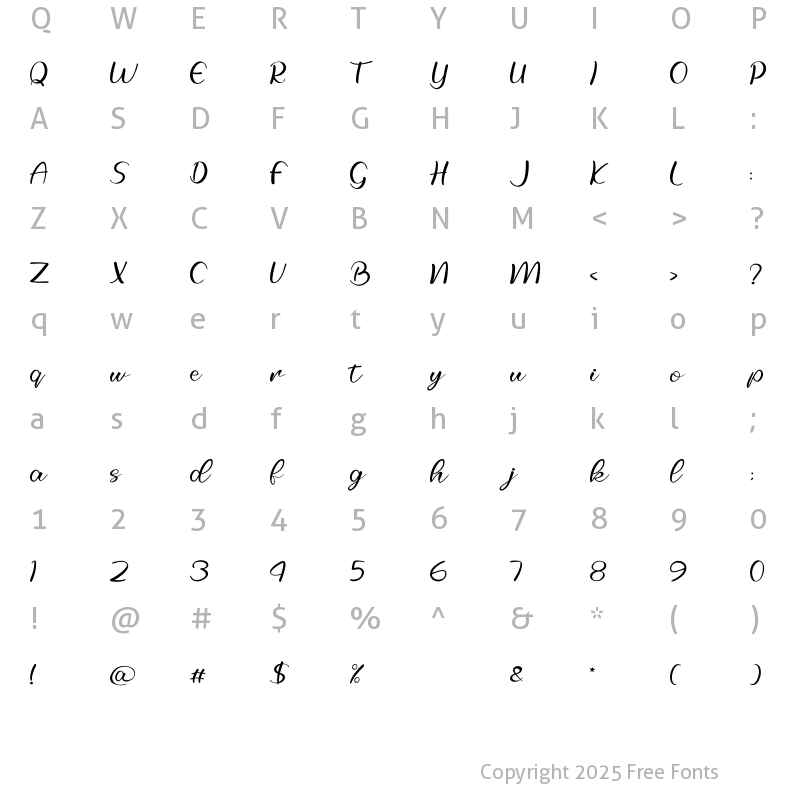 Character Map of Selfila Regular