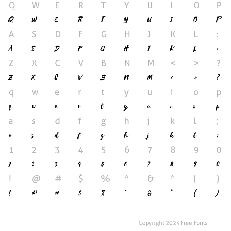 Character Map of Selima Regular