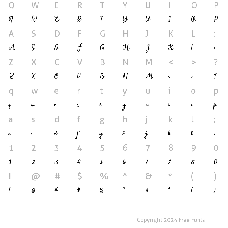 Character Map of Sellaria Regular