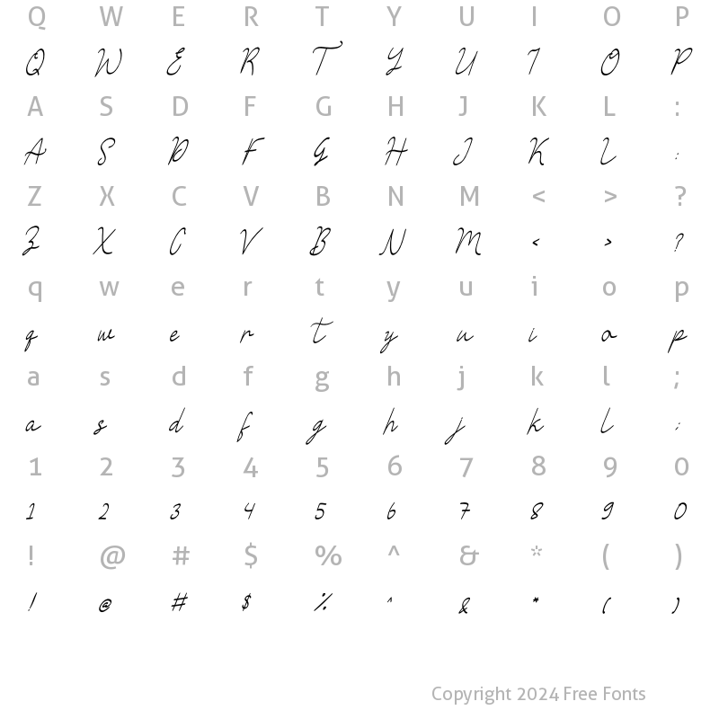 Character Map of Sellby Ridge Regular