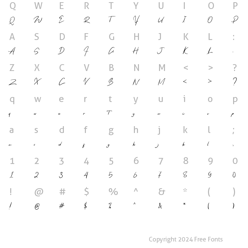 Character Map of Selliana Regular