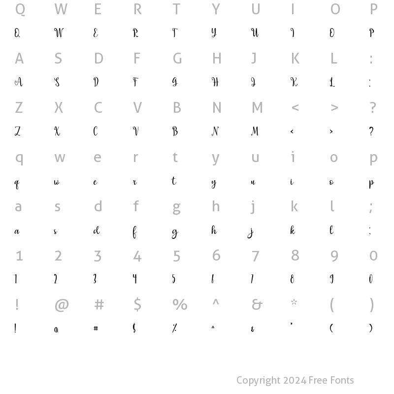 Character Map of Sellomita Regular