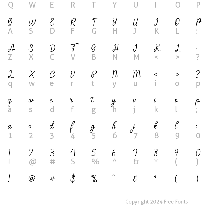 Character Map of Selvia Cahya Regular