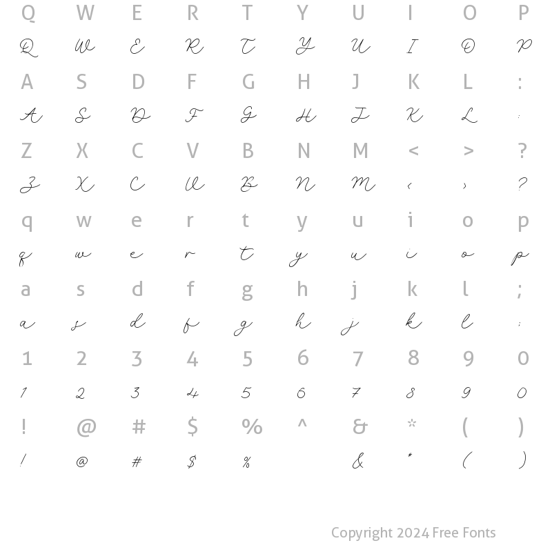 Character Map of Selyna Avelyn Regular