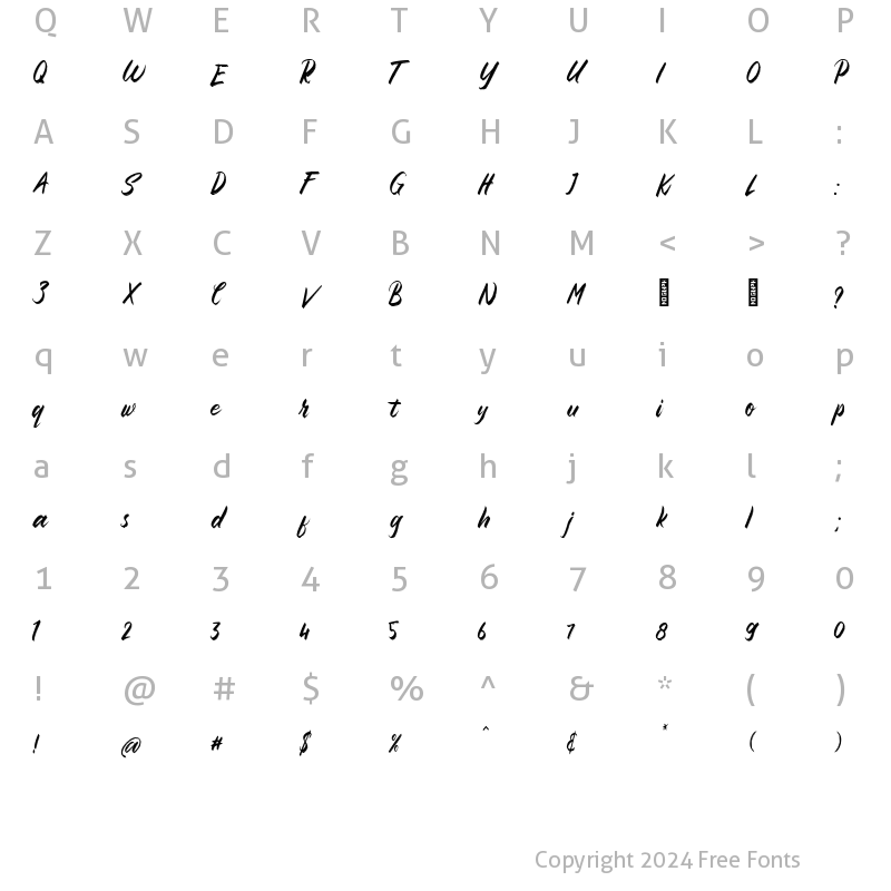 Character Map of Sembilu Regular