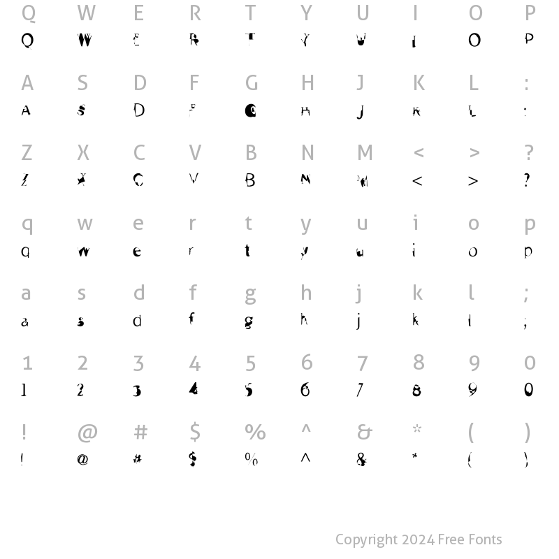 Character Map of SemiSans Roman